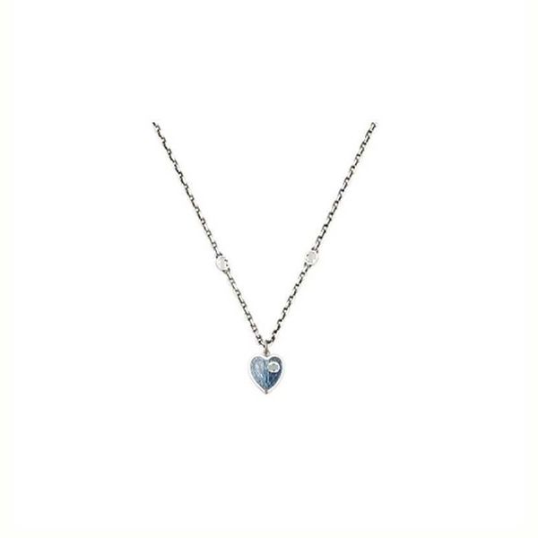 

2023 gujia classic 925 sterling silver double interlocking g family blue love enamel necklace couple commemorative gift