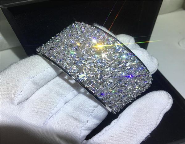 

luxury lady bangle cuff 5a cubic zirconia white gold filled party engagement bracelets bangles for women wedding accessaries5860360, Golden;silver