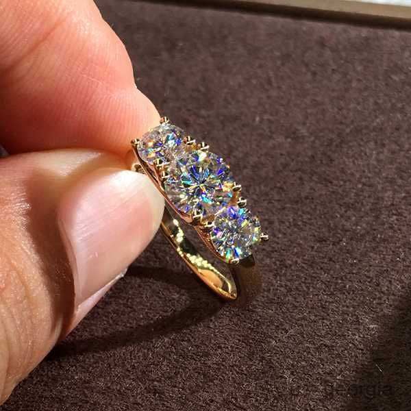 

band rings cute female white crystal stone ring vintage yellow gold color wedding rings for women luxury zircon round engagement ring r23062, Silver
