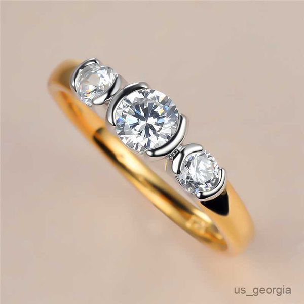 

band rings luxury female white crystal stone ring charm gold silver color engagement ring vintage bride round wedding rings for women r23062