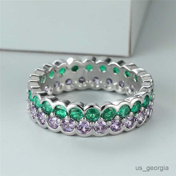 

band rings luxury green purple zircon stone ring female crystal ring vintage silver color wedding engagement rings for women r230625