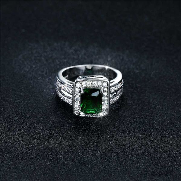 

band rings vintage female crystal square big ring classic silver color engagement ring charm green zircon stone wedding rings for women r230