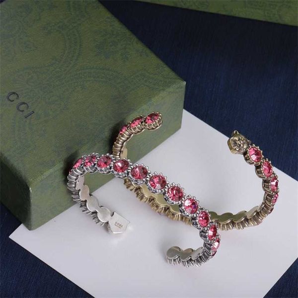 

2023 gujia tiger head water diamond brass with versatile and adjustable opening bracelet, Black
