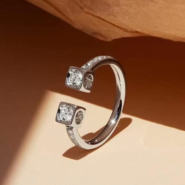 

solitaire ring france paris jewelry cube dinh van 925 sterling silver with diamond charm women's fashion anniversary gift 230625, Golden;silver