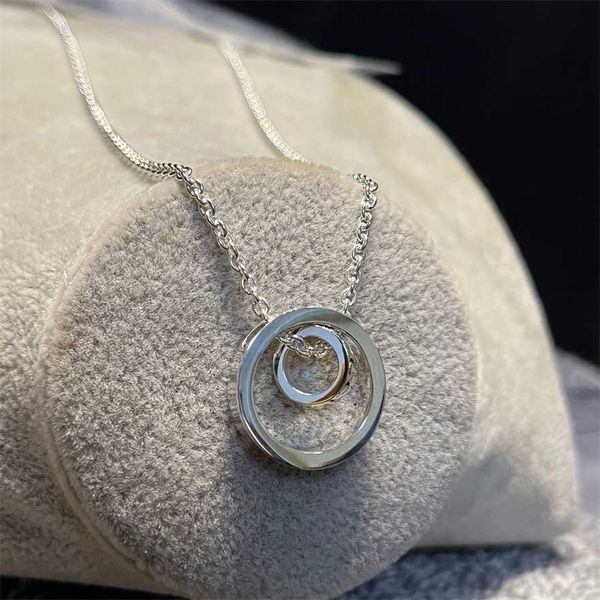 

2023 gujia fortune running necklace double ring pendant sterling silver clavicle chain live broadcast