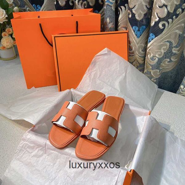 

women shoe orans high 2023 designer style slide sandal slippers beach board flat h bottom leather sandals wear heel beach outside wqd7