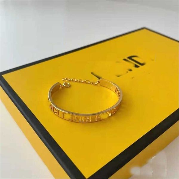

2023 f family letter open brass extension chain fashion trend bracelet, Black