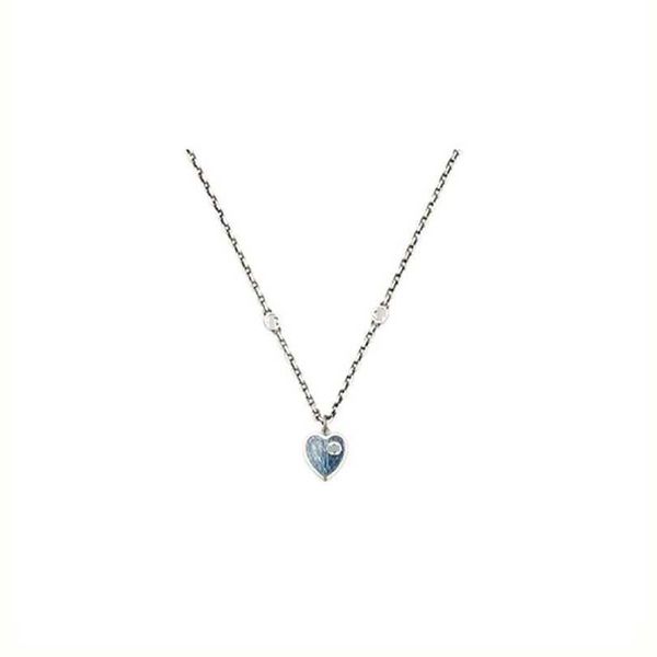 

2023 gujia classic 925 sterling silver double interlocking g family blue love enamel necklace couple commemorative gift