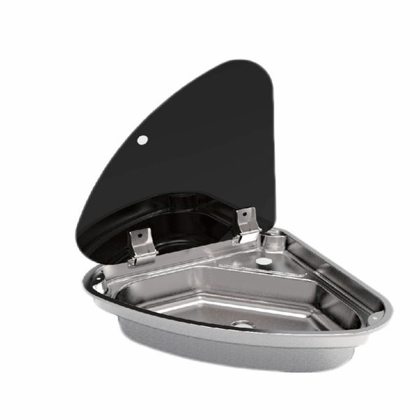 

stainless steel sink tempered glass lid 480*480*145mm boat caravan rv gr-610l