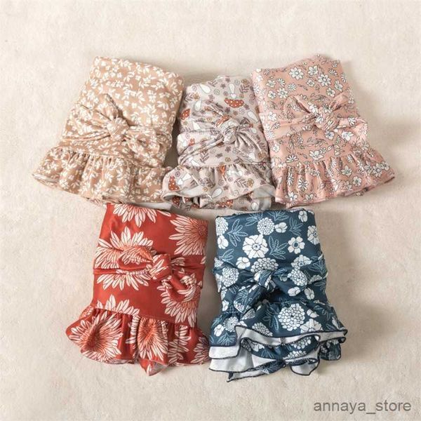 

blankets ruffled muslin baby blanket soft bamboo newborn swaddle wrap+ floral headband boys girls receiving blanket bedding accessories r230