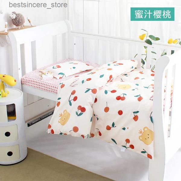 

3pcs set newborn baby cot bedding bed linen cotton printted sheets duvet cover case pillow case customized size four seasons l230522