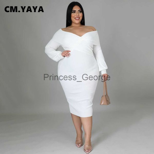 

casual dresses cmyaya autumn winter plus size women off shoulder long sleeve plunging vneck bodycon midi dress elegant party dresses x0625, Black;gray