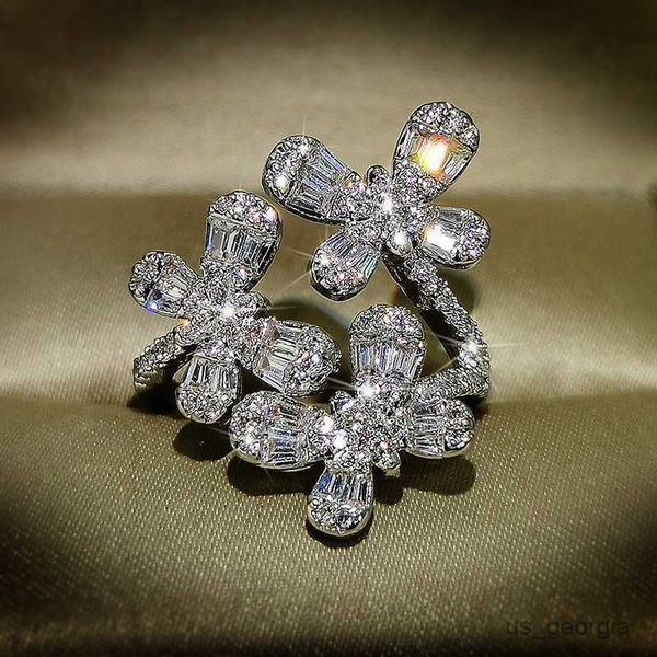 

band rings luxury female white zircon adjustable ring vintage silver color wedding rings for women cute crystal butterfly engagement ring r2