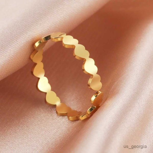 

band rings skyrim minimalist herat open ring for women stainless steel gold color lovely finger ring 2023 trendy jewelry mother lover gift r, Silver