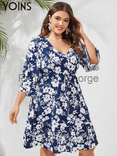 

casual dresses yoins plus size women bohemian mini dress 2023 summer autumn v neck holiday party sundress casual 34 sleeve vestidos robe x06, Black;gray