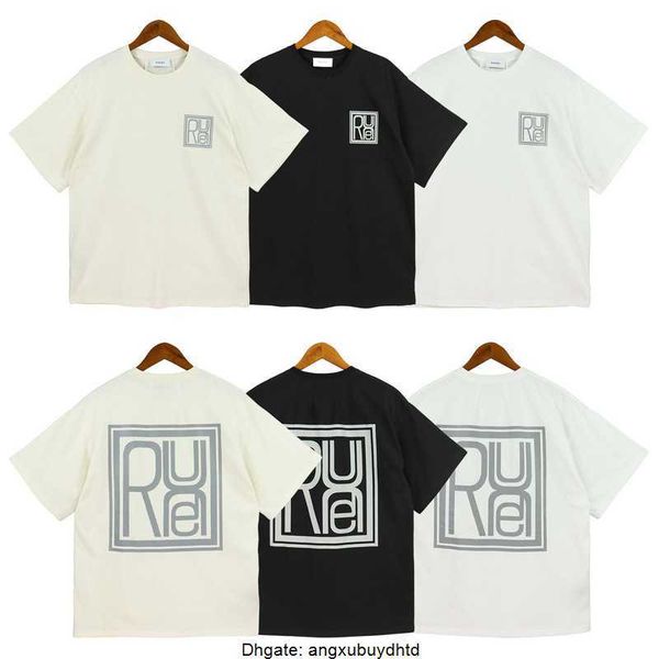 

rhude men's t shirts printed short sleeve 2023 american street fashion youth couple t-shirt, White;black