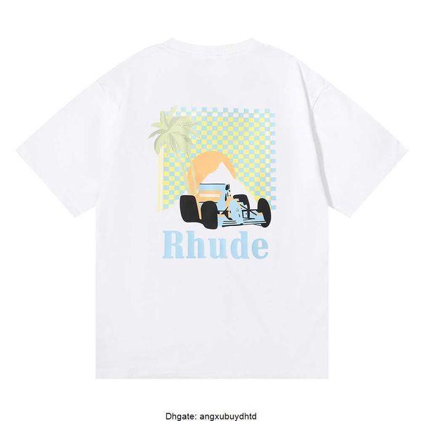 

rhude t shirt summer men t shirts ins tide brand round neck tee printed men women short sleeved casual loose fashion t-shirt us size s-2xl, White;black