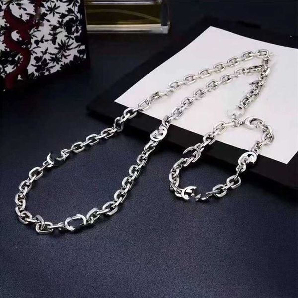 

2023 gujia double single g interlocking bracelet necklace couple men and women's internet red temperament hegemony tiktok same style, Black