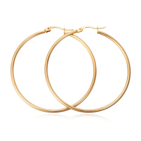 

18k gold silver stainless steel hoop earrings for women hip hop dangle large circle earring big female ear jewelry diameter 1cm 3cm 5cm 6cm, Golden;silver