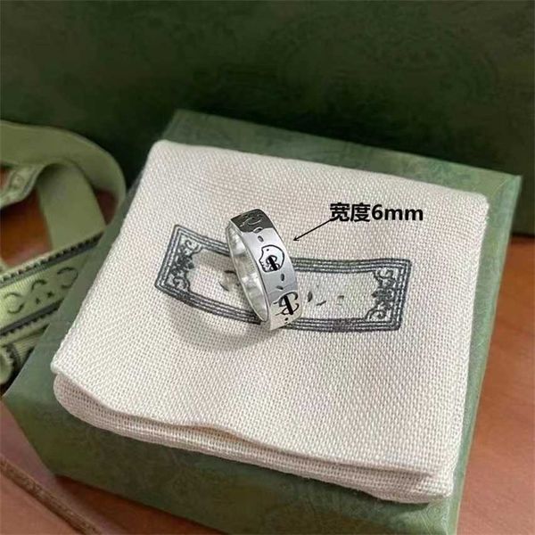 

2023 gujia little ghost same copper plated 925 silver made of old elf skull head ins couple ring for men and women