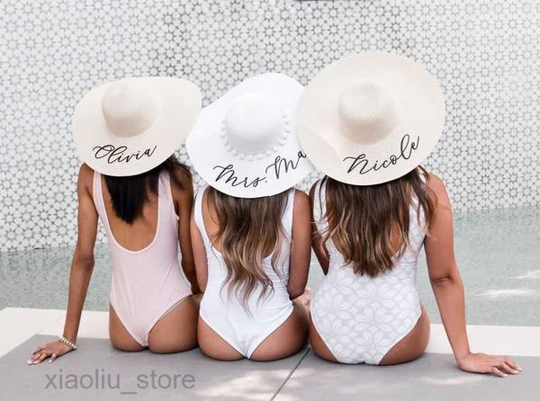 

wide brim hats personalized beach hats bridesmaid custom name bachelorette hat - beach wedding favor gifts floppy hat with name bridal hatss, Blue;gray