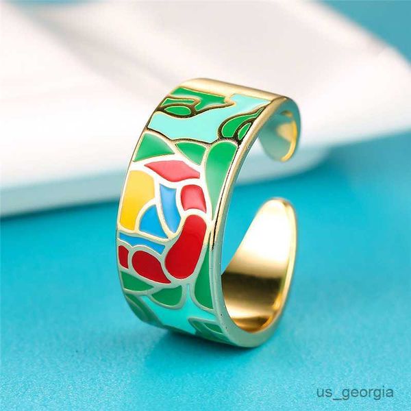 

band rings multicolor drop oil wedding bands simple fashion opening engagement ring vintage gold color adjustable rings for women r230625, Silver