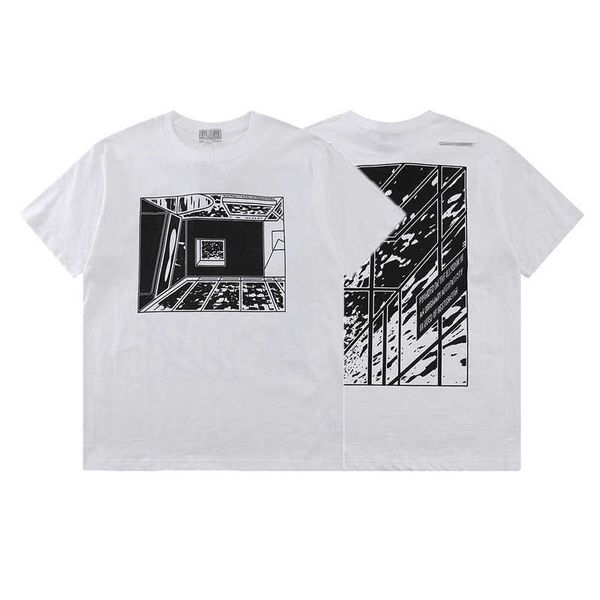 

correct version cavempt abstract tunnel printed short sleeved c.e casual t-shirt for men and women trend, White;black