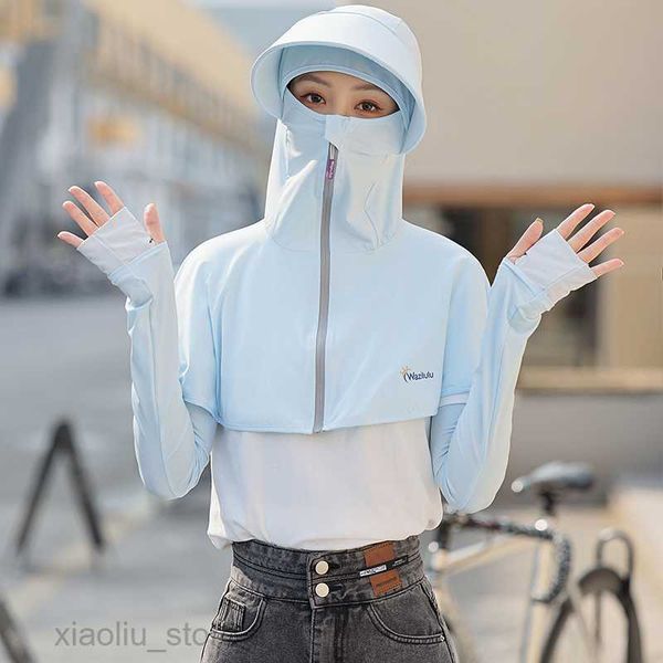 

wide brim hats summer face protection sun hat ladies outdoor anti-uv large brim shawl cap face protection neck sun visorsun block hkd230625, Blue;gray