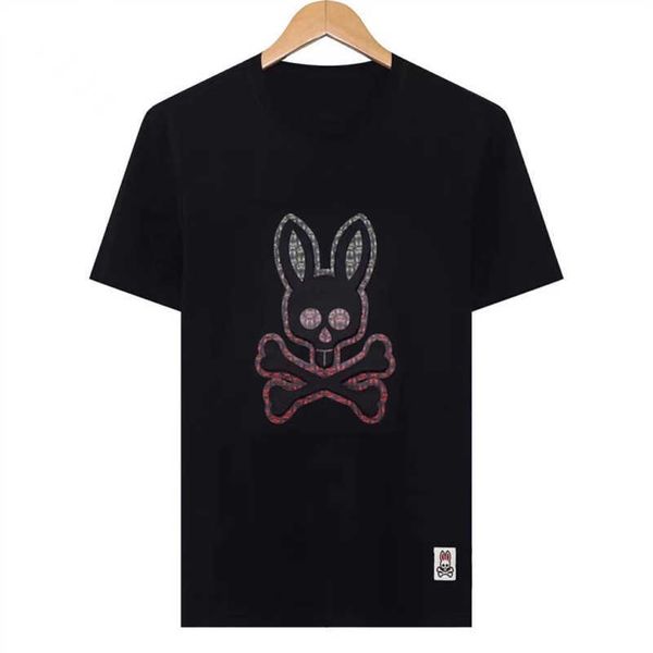 

men's t-shirt psychos bunnys polo shirt summer casual breathable skull rabbit print short sleeve loose fashion owmi, White;black