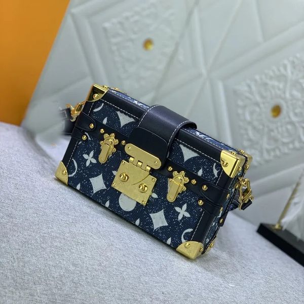 

designer women small square bag genuine leather new designer shoulder bag vintage lock printing box small box makeup box
