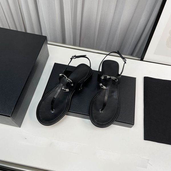 

2023 designer luxury fashion women sandals slides summer channel flats real leather platform sandal flat shoe ccity ladies beach shoes by gx, Black