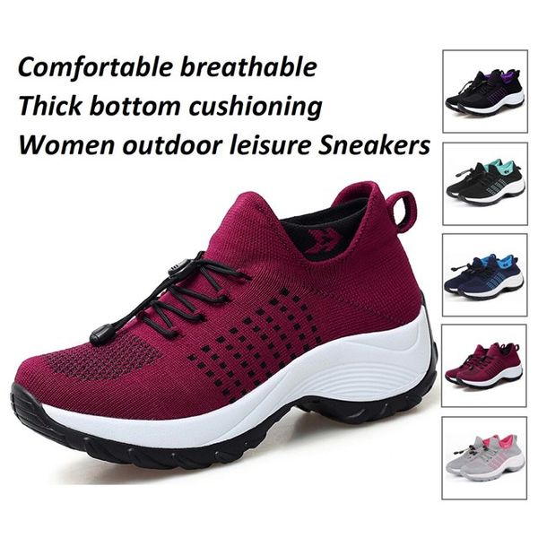 

women sneakers mesh breathable casual sock shoes, Black