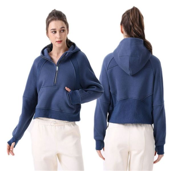 

lulu designer t shirt souba women's fleece outdoor sports yoga t-shirt fitness slim half zipper sweater hooded jacket lulul t shirt
