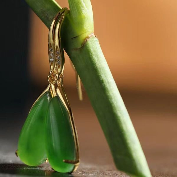 

natural n jade jasper earrings women's national style elegant long earrings earrings earrings, Silver