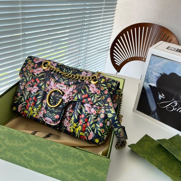 

marmont women luxurys designer chain flower plants bags leather handbags cosmetic messenger shopping shoulder bag lady wallet purse