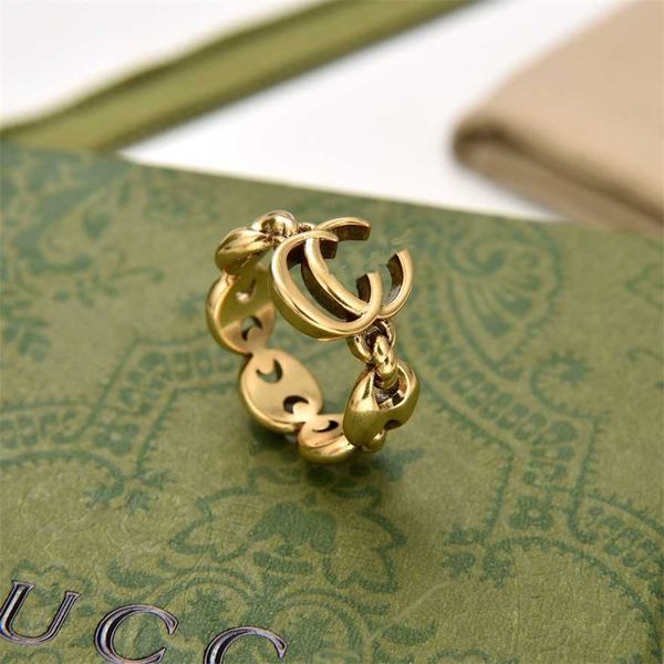 

2023 g family niche personality women's letter versatile high version ins style ring, Silver