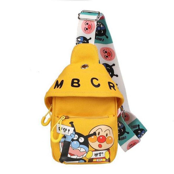

new women's children's cute cartoon canvas printed women's bag chest bag diagonal bag korean small bag ins single shoulder ba