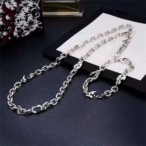 

2023 gujia double single g interlocking bracelet necklace couple men and women's internet red temperament hegemony tiktok same style, Black