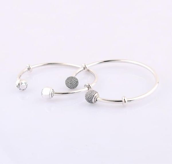 

authentic 925 sterling silver moments silver open cuff bangle with pave caps fits european style jewelry charms beads 59643902zc9253555, Black
