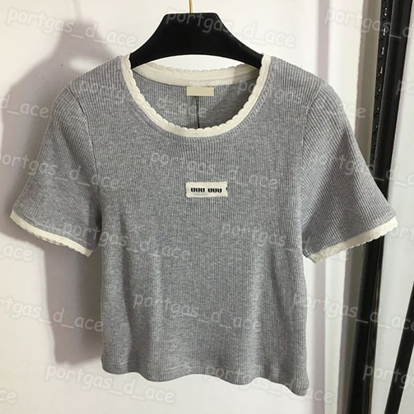 

letter cropped women t shirts casual knit gray summer street style tanks, Black