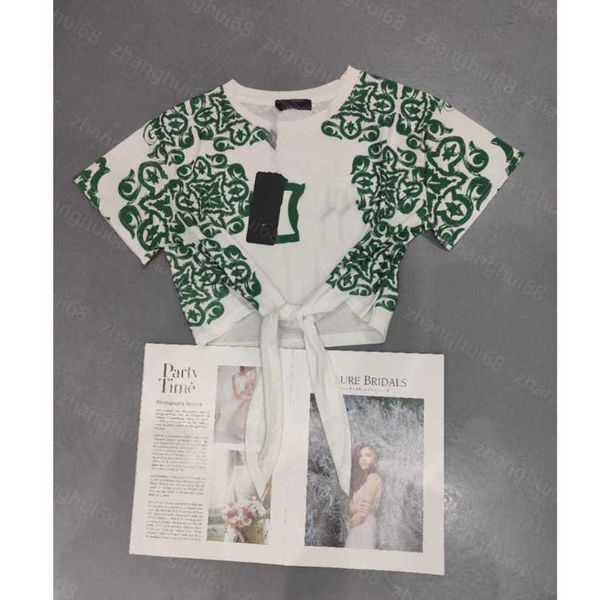 

23ss tee womens t-shirt womens designer clothing round neck pure cotton letter logo flower print lacing short style short sleeve t-shirt wom, White