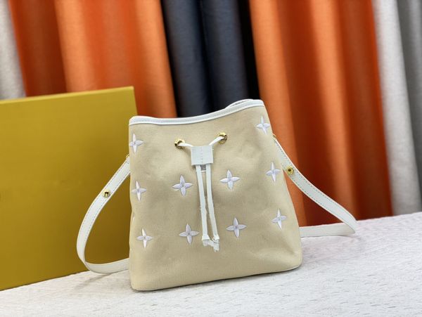 

m44022 champagne design monograms drawstring bucket bags genuine leather handbag for women drawstring closure schoolbag knapsack strap satch
