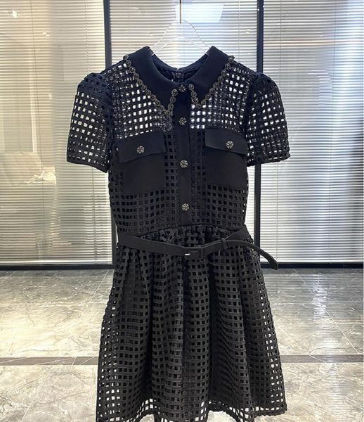 

casual dresses sandro black water soluble lace hollow out dress, Black;gray