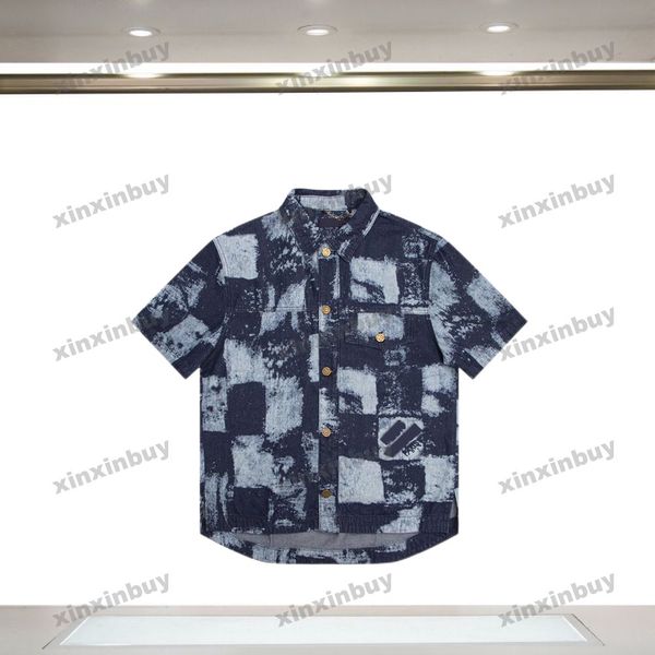 

xinxinbuy men designer tee t shirt 23ss paris tie dye shirts short sleeve cotton women black brown s-xl