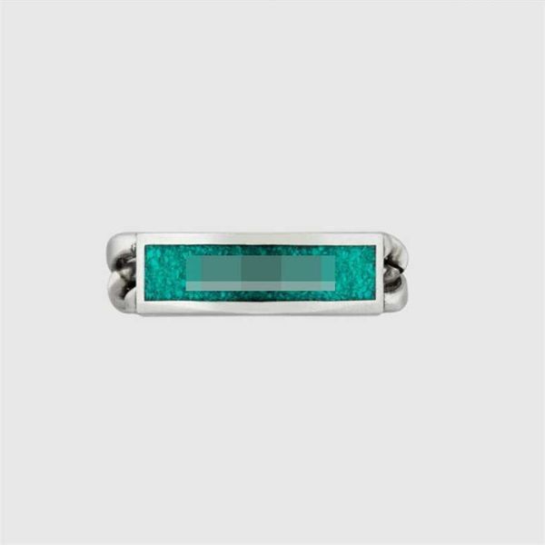 

2023 gujia new classic s925 sterling silver green enamel chain ring