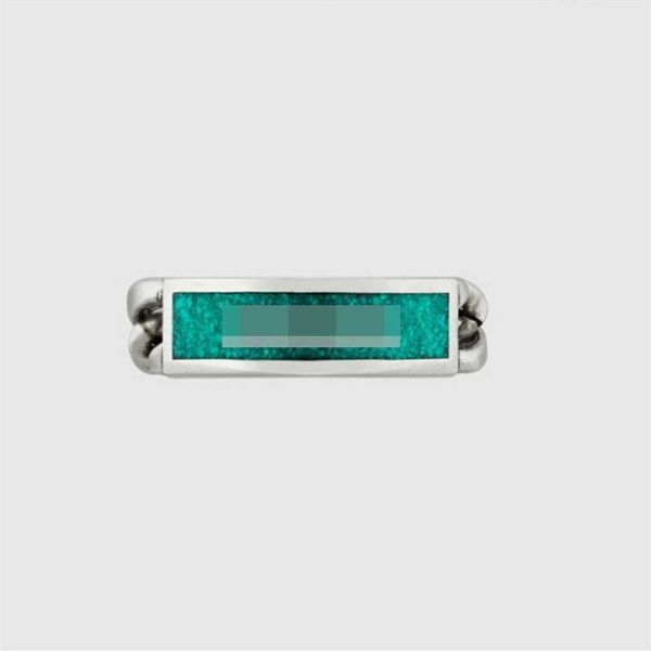 

2023 gujia new classic s925 sterling silver green enamel chain ring