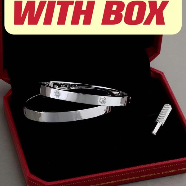 

aaa fashion gold bangle bracelet stainless steel mens bracelets famous luxury designers brand jewelry women 4 diamonds 6mm wholesale with bo, Black