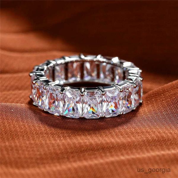 

band rings charm female rainbow stone ring vintage silver color wedding rings for women promise bridal square zircon engagement ring r230625