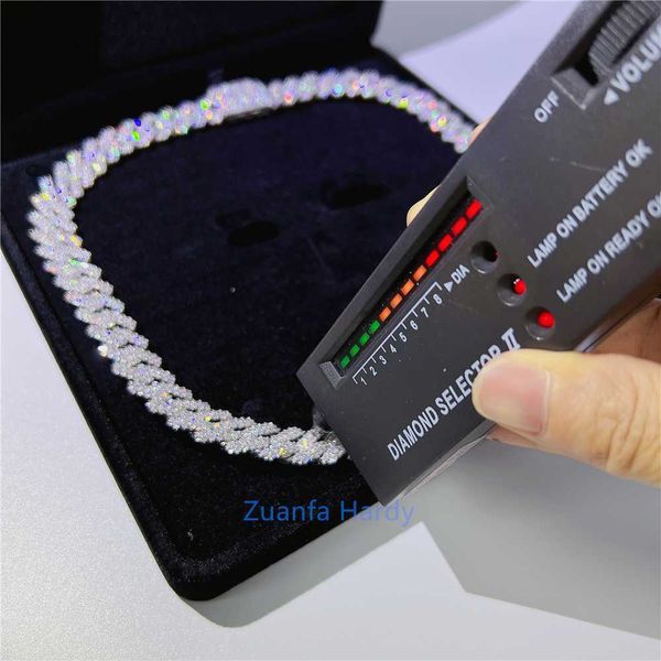 

custom jewelry 15mm 18" 20" 22" 24" cuban link necklace vvs lab diamond moissanite iced out cuban chain, Silver