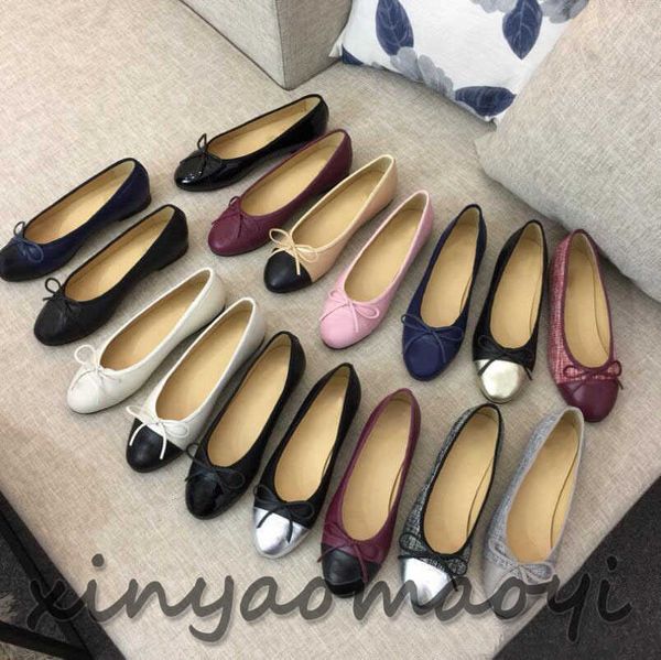 

designer dress shoes spring and autumn 100% cowhide letter bow ballet dance shoes fashion women black flat boat shoe lady leather trample la